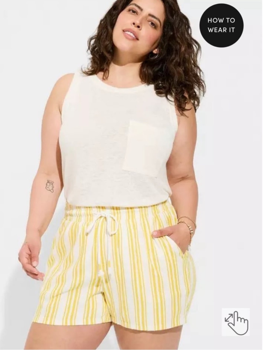Torrid Linen Blend Striped Pull On Shorts